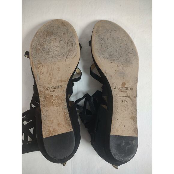 Jimmy Choo London Womens Black Suede Gladiator Sandals Made in Italy Size 39 1/2 - Picture 11 of 12